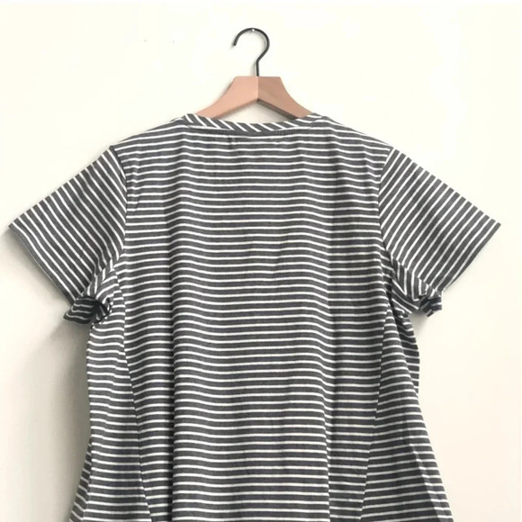 New CCX City Chic Relaxed High Low Striped print short sleeve shirt basic tee - Picture 12 of 13